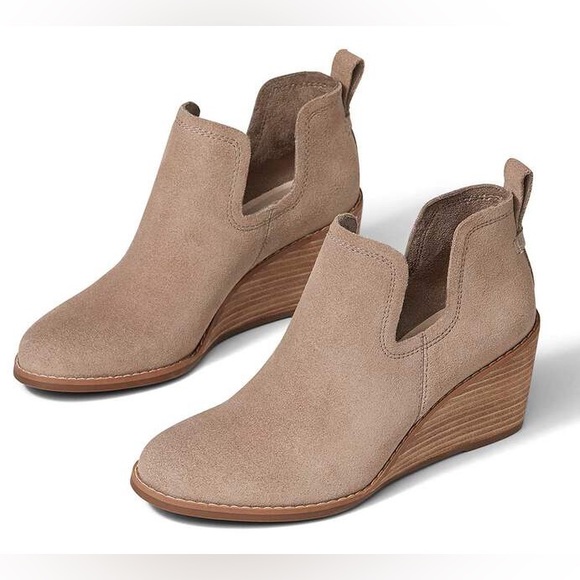 Toms Shoes - Toms kallie wedge ankle boots size 7 taupe gray suede NWT